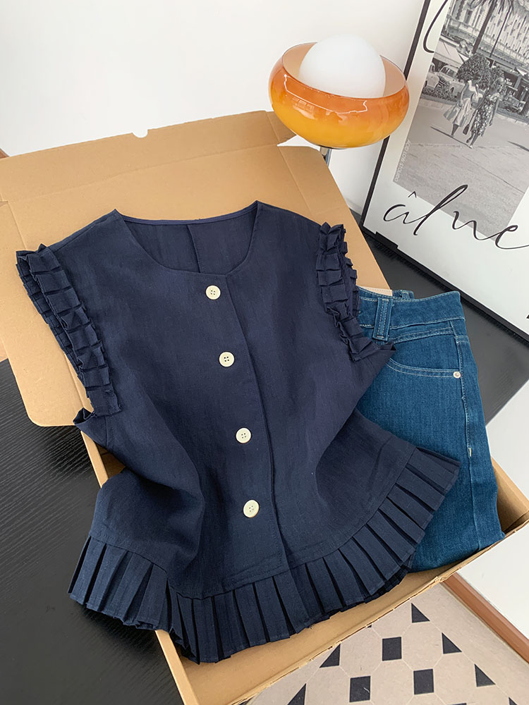Round neck vest sleeveless waistcoat for women
