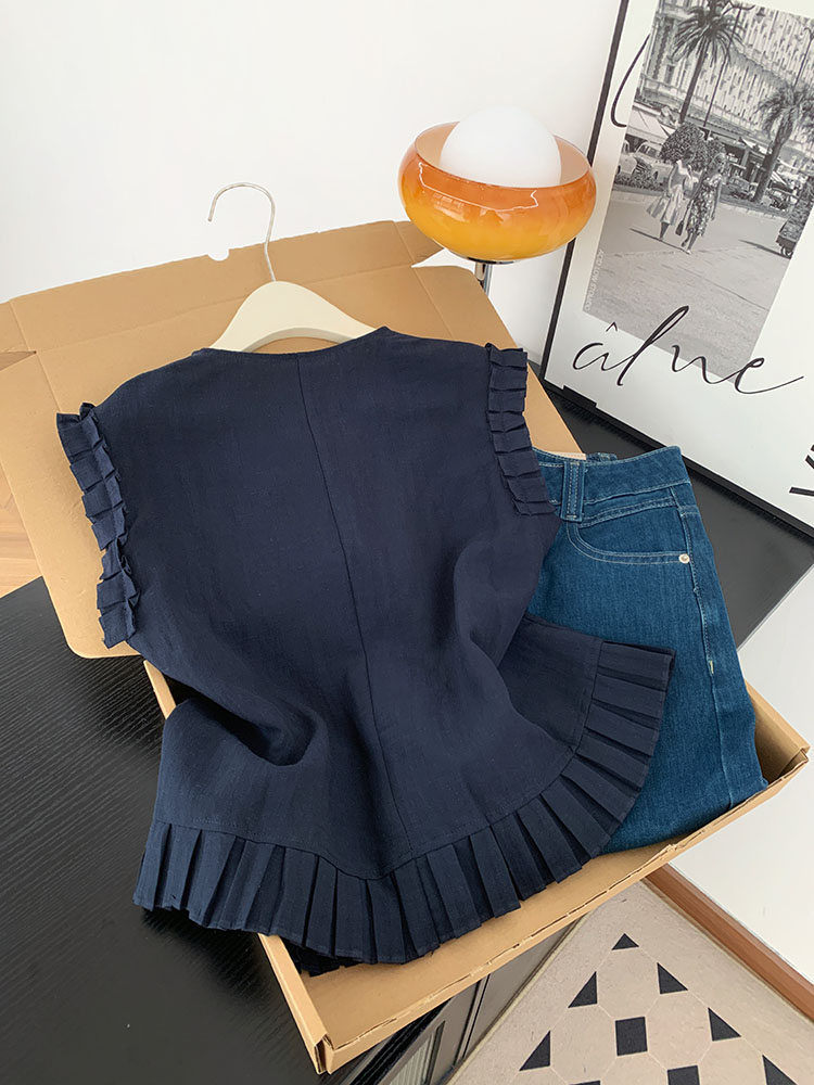 Round neck vest sleeveless waistcoat for women