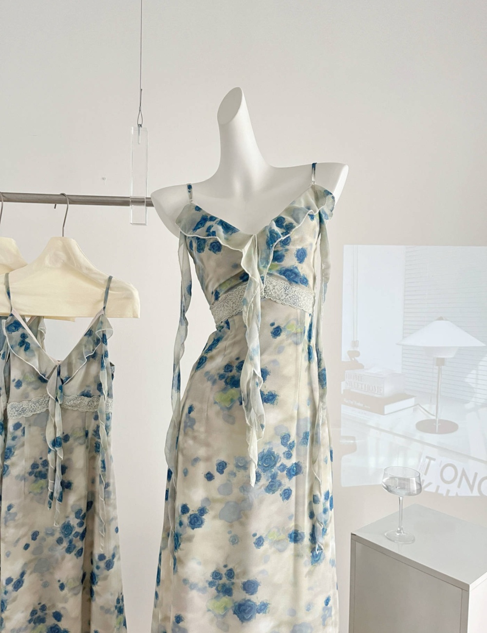 Temperament slim long dress retro floral dress for women
