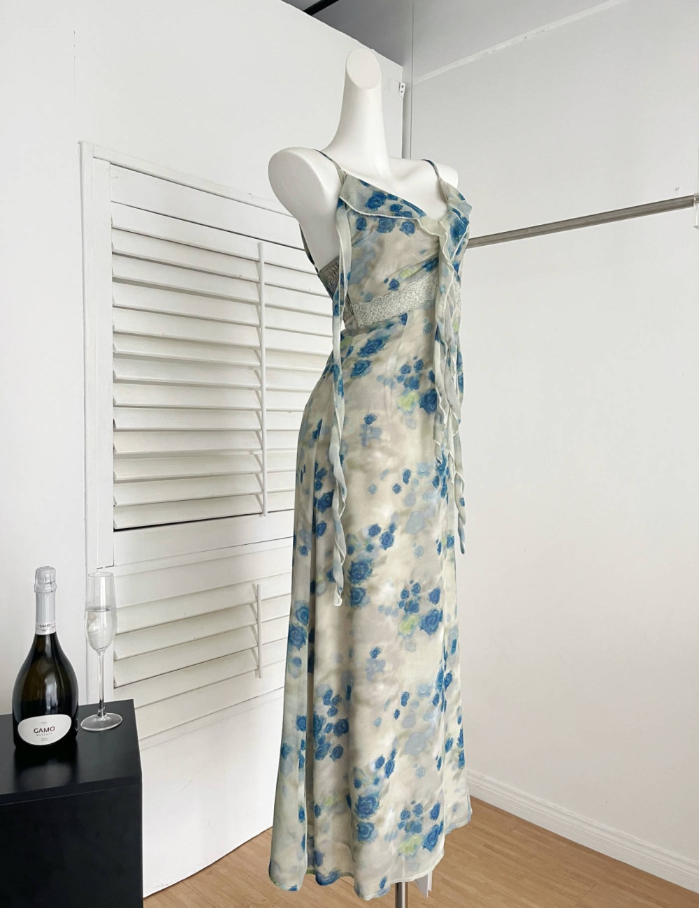 Temperament slim long dress retro floral dress for women