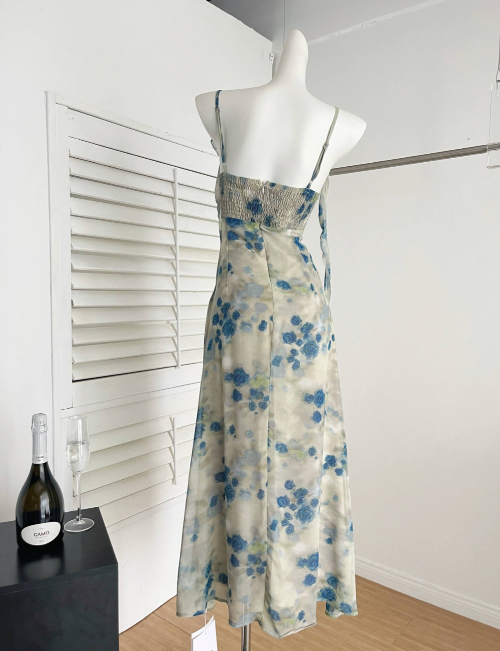 Temperament slim long dress retro floral dress for women