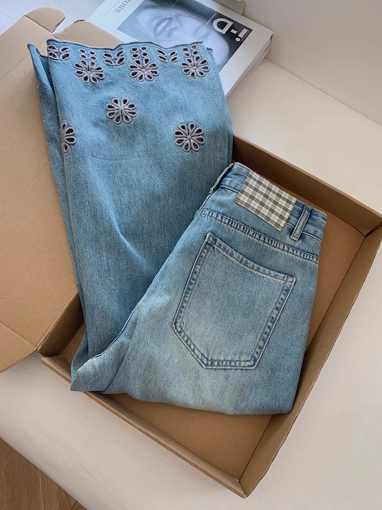 Thin summer jeans loose cropped pants for women