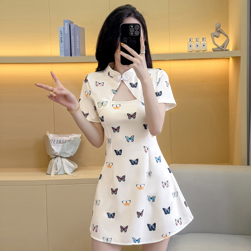 Elasticity light tender temperament maiden cheongsam a set