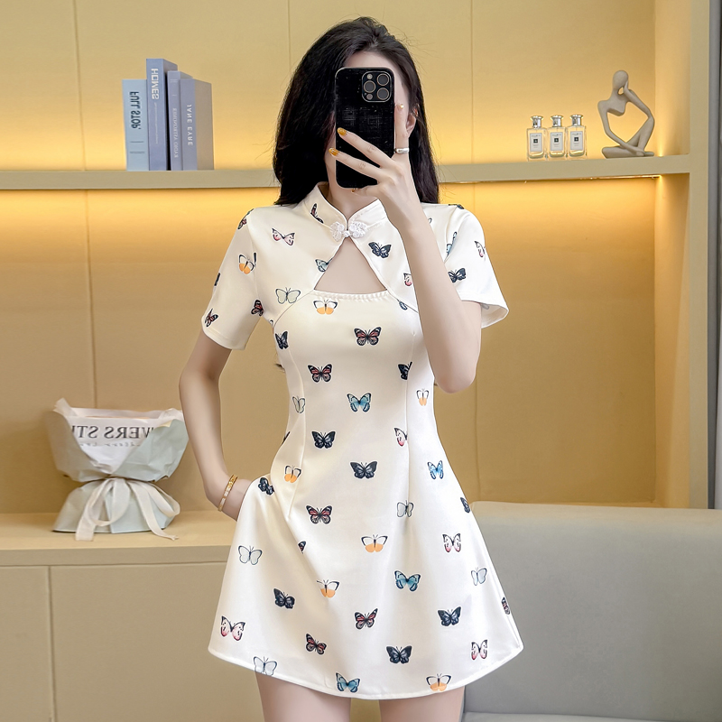 Elasticity light tender temperament maiden cheongsam a set