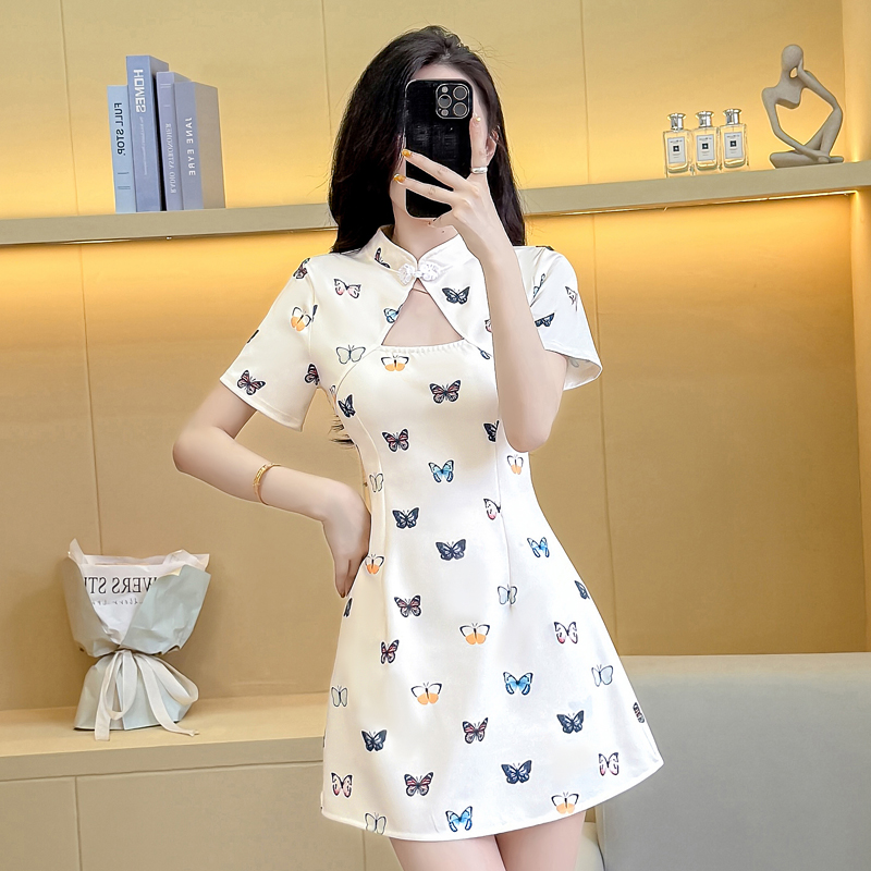 Elasticity light tender temperament maiden cheongsam a set