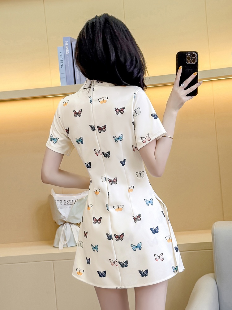 Elasticity light tender temperament maiden cheongsam a set