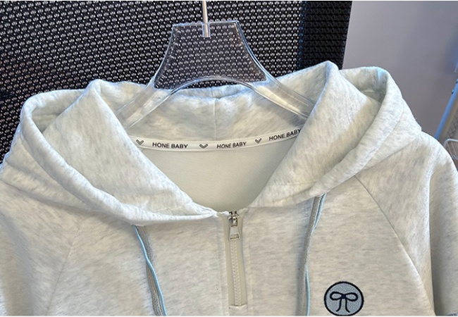 Pseudo-two stripe splice hooded fashion hoodie for women