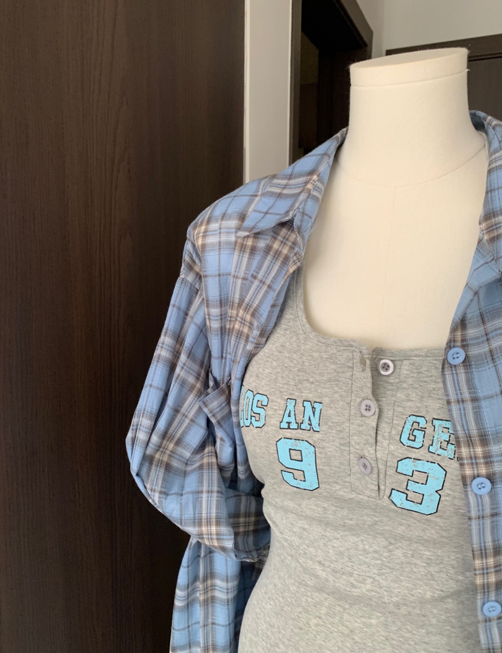 American style cotton blue dress gradient with sling shirt