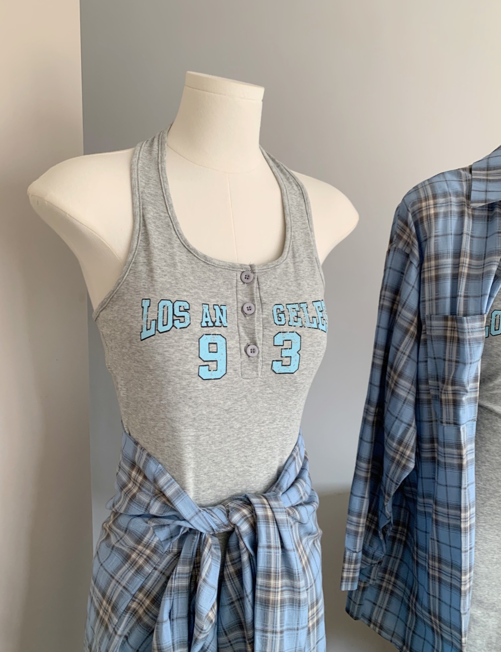 American style cotton blue dress gradient with sling shirt