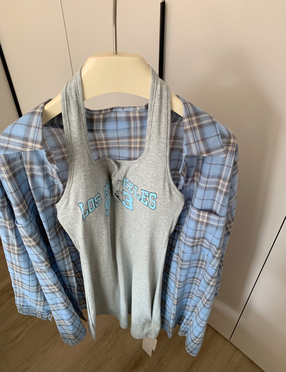 American style cotton blue dress gradient with sling shirt