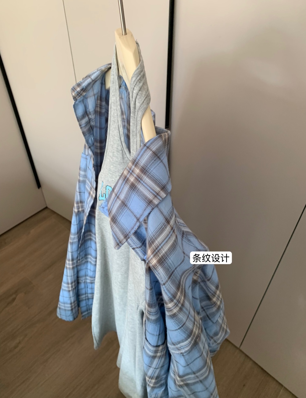 American style cotton blue dress gradient with sling shirt