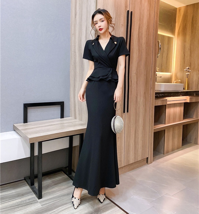 Package hip mermaid dress elasticity slim long dress