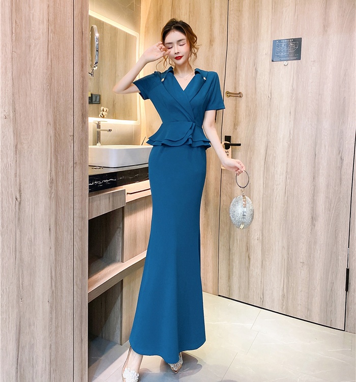 Package hip mermaid dress elasticity slim long dress