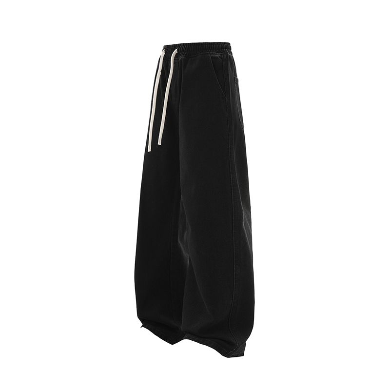 Straight elastic waist jeans loose autumn long pants for men