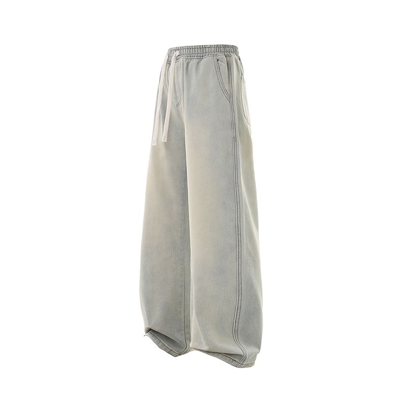 Straight elastic waist jeans loose autumn long pants for men