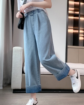 Retro spring and autumn wide leg pants washed pants