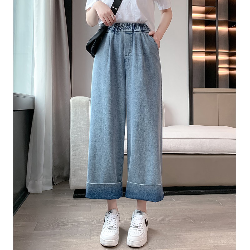 Retro spring and autumn wide leg pants washed pants