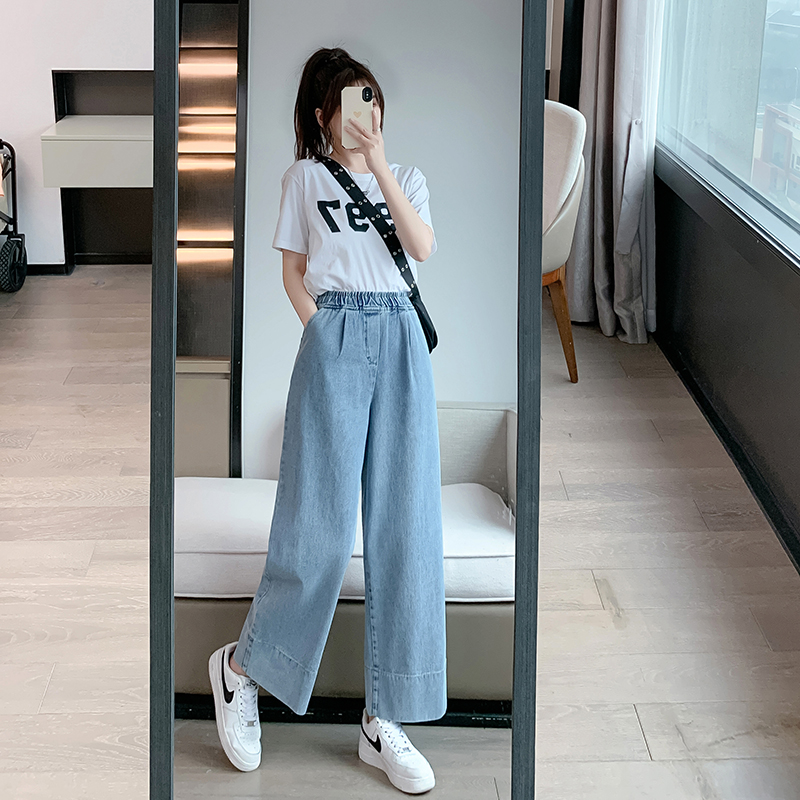 Retro spring and autumn wide leg pants washed pants