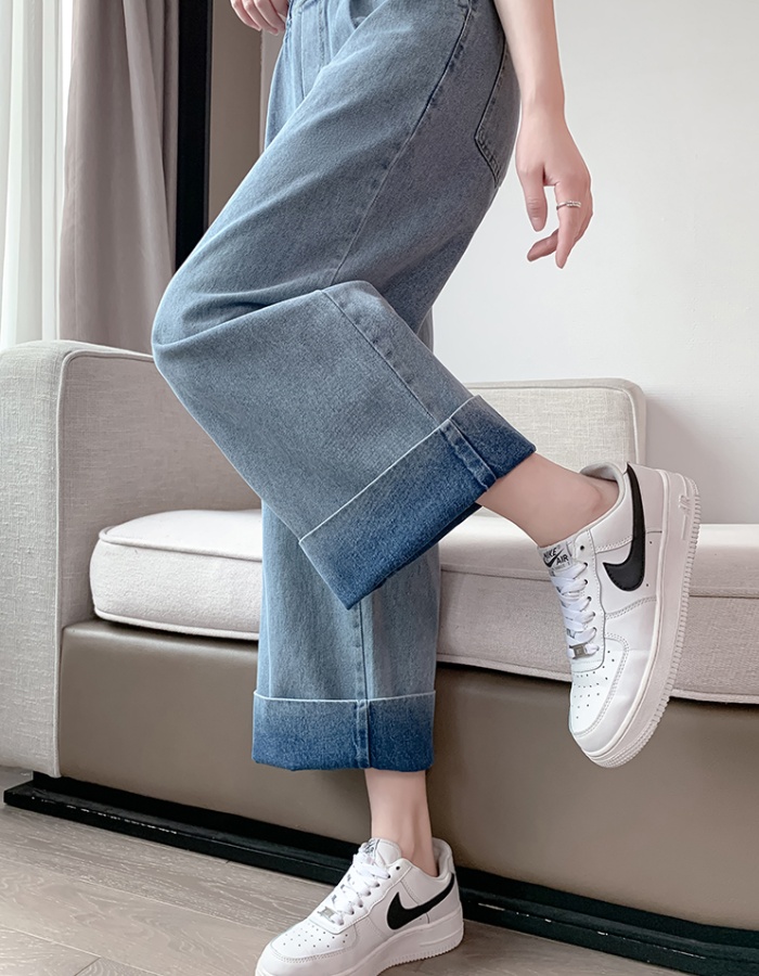Retro spring and autumn wide leg pants washed pants