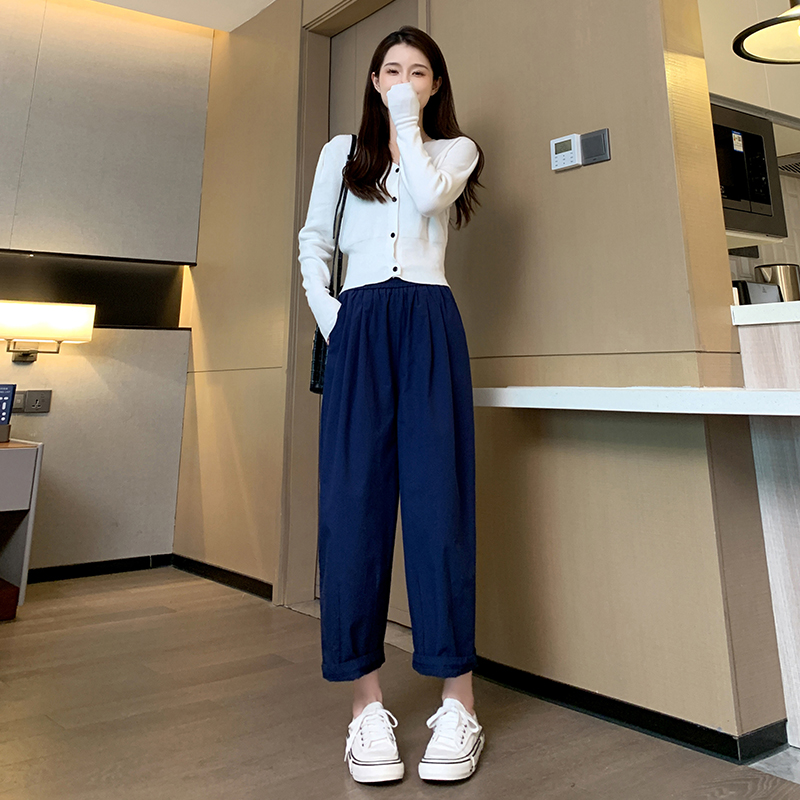 Loose straight slim ice silk summer harem pants for women