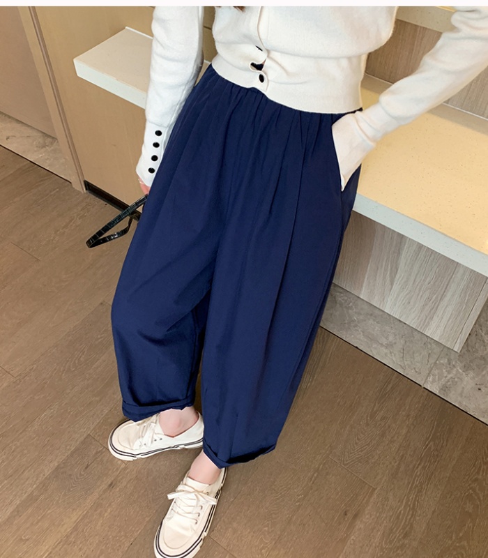 Loose straight slim ice silk summer harem pants for women