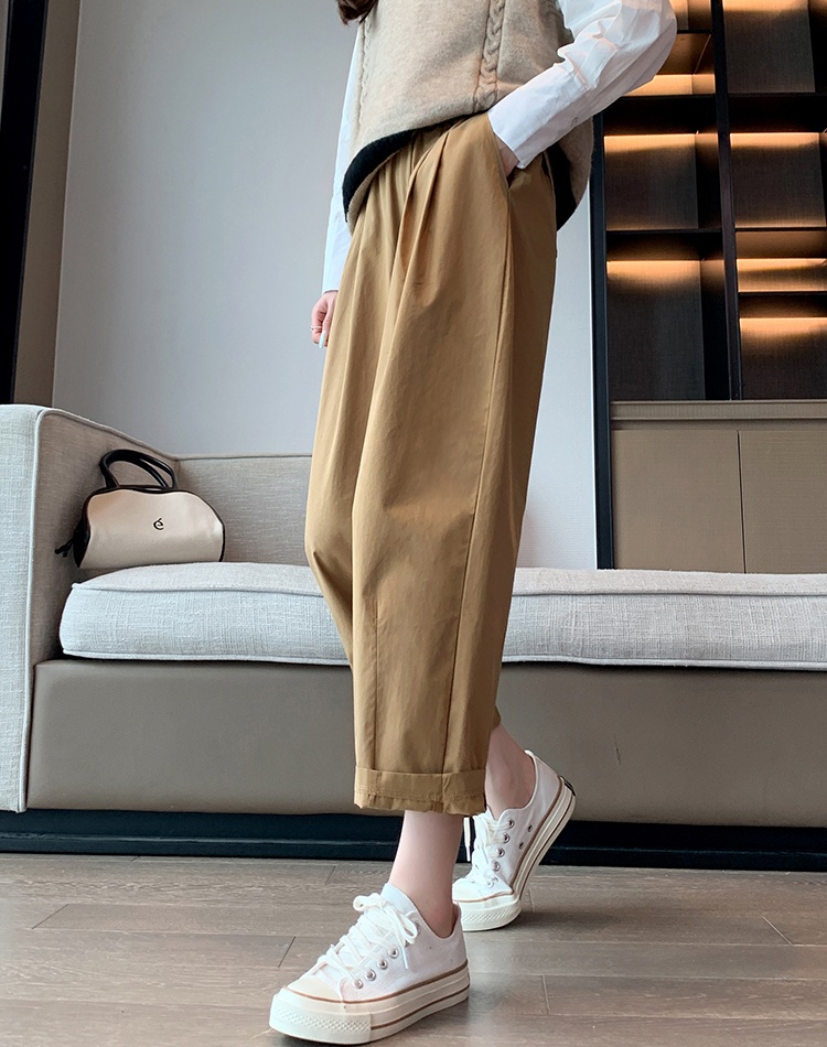 Loose straight slim ice silk summer harem pants for women