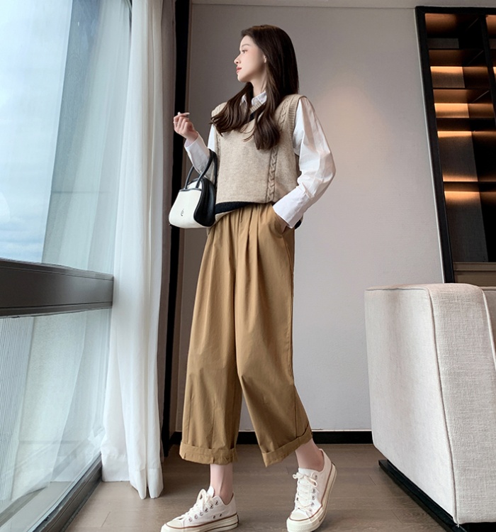 Loose straight slim ice silk summer harem pants for women