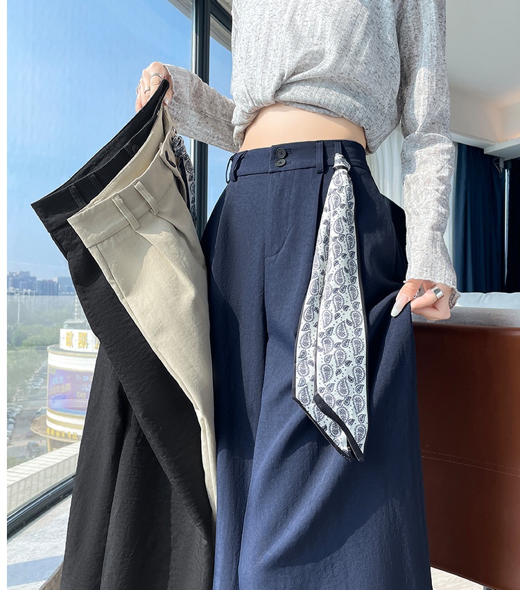 Straight autumn Casual scarves frenum high waist nine pants