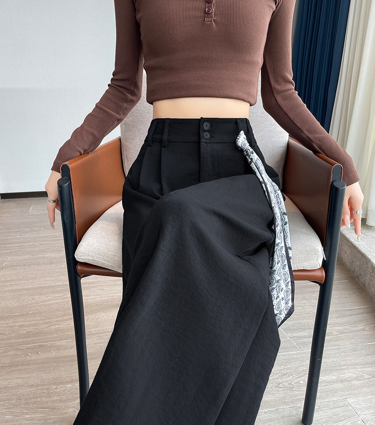 Straight autumn Casual scarves frenum high waist nine pants