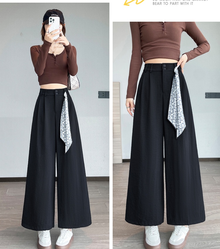 Straight autumn Casual scarves frenum high waist nine pants