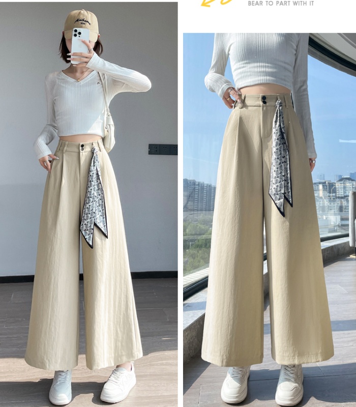 Straight autumn Casual scarves frenum high waist nine pants