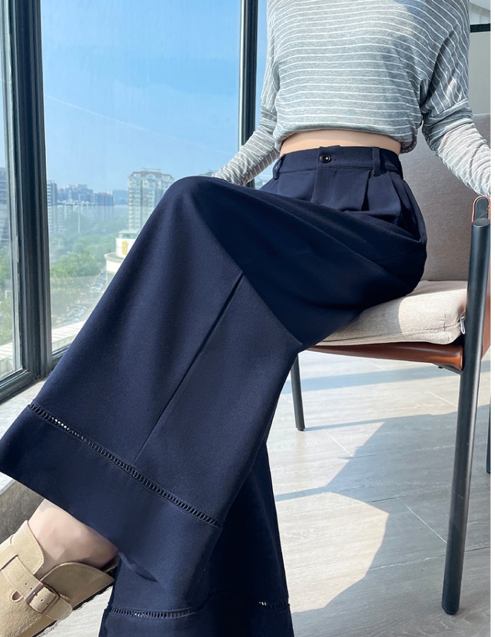 Hollow high waist wide leg pants drape suit pants for women