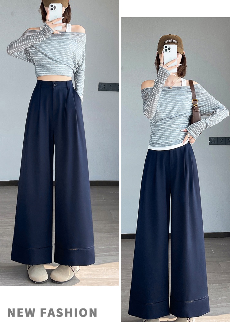 Hollow high waist wide leg pants drape suit pants for women
