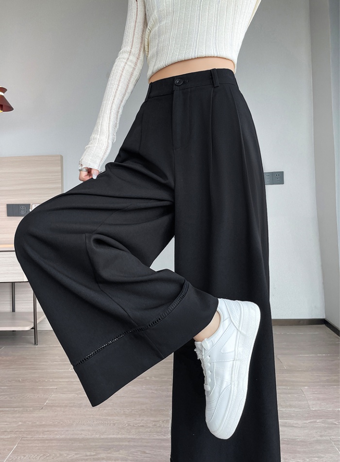 Hollow high waist wide leg pants drape suit pants for women