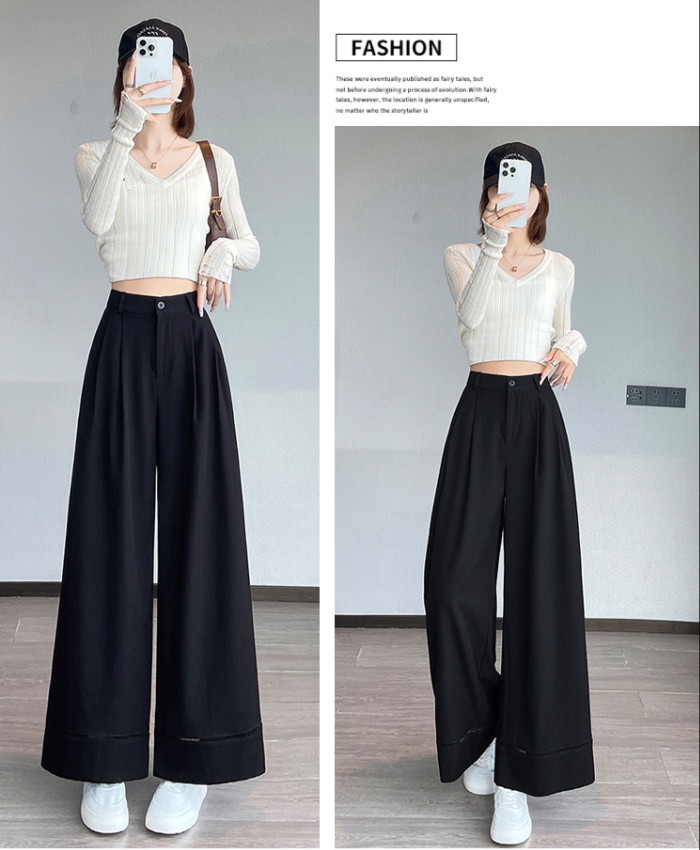 Hollow high waist wide leg pants drape suit pants for women