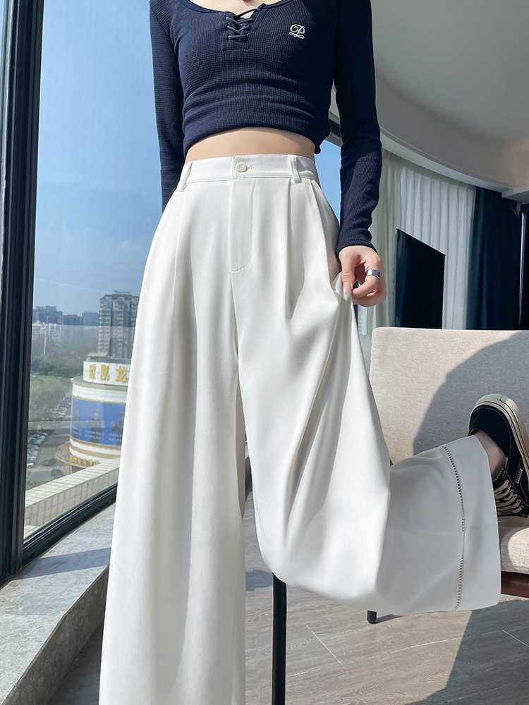 Hollow high waist wide leg pants drape suit pants for women