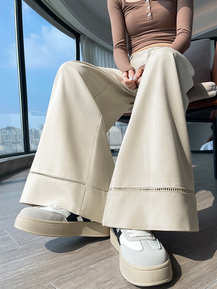 Hollow high waist wide leg pants drape suit pants for women