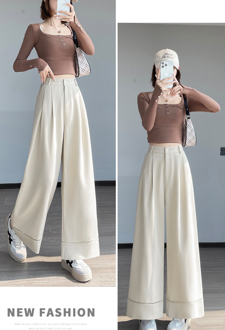 Hollow high waist wide leg pants drape suit pants for women