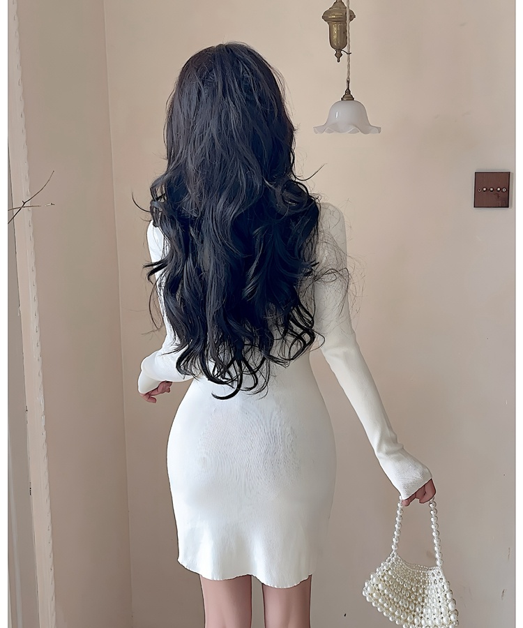 Long sleeve enticement A-line slim dress for women