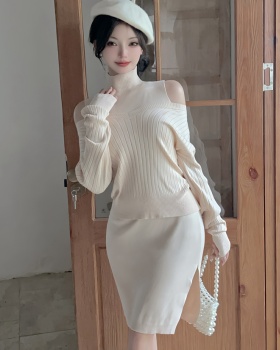 Lazy sweater dress loose dress 2pcs set for women