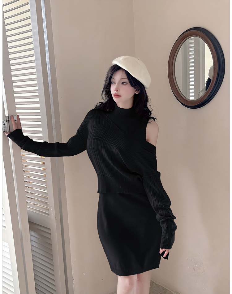 Lazy sweater dress loose dress 2pcs set for women