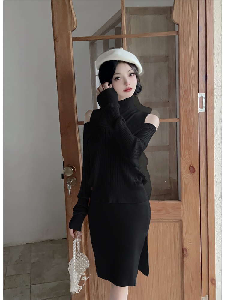 Lazy sweater dress loose dress 2pcs set for women
