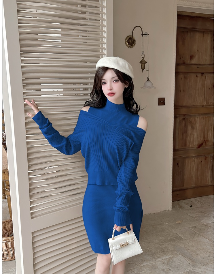Lazy sweater dress loose dress 2pcs set for women