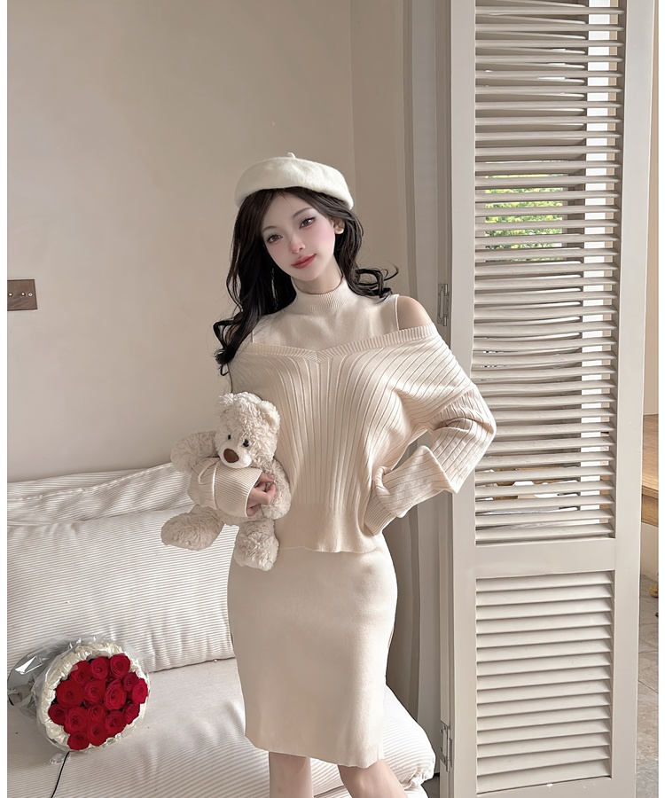 Lazy sweater dress loose dress 2pcs set for women