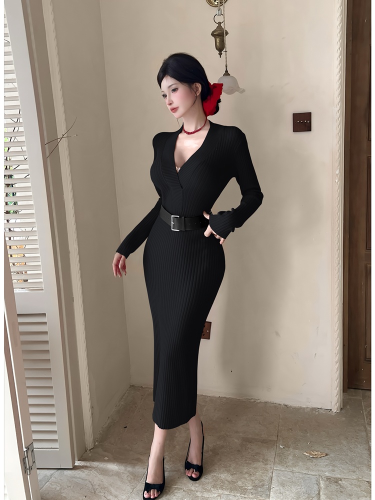 Ladies temperament overcoat red autumn dress for women