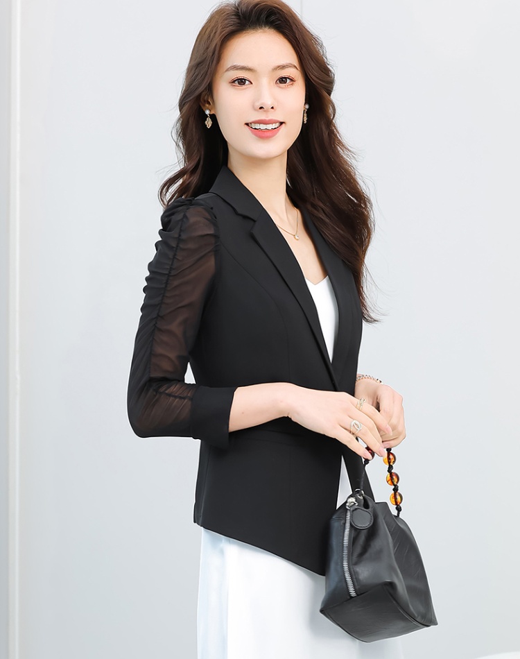 Simple slim business suit black coat for women