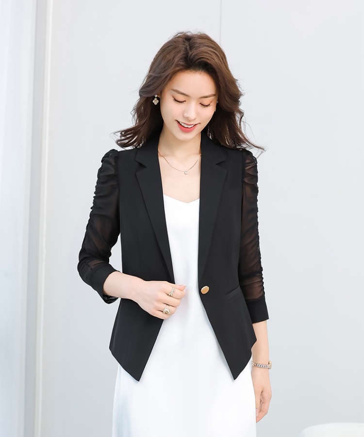 Simple slim business suit black coat for women