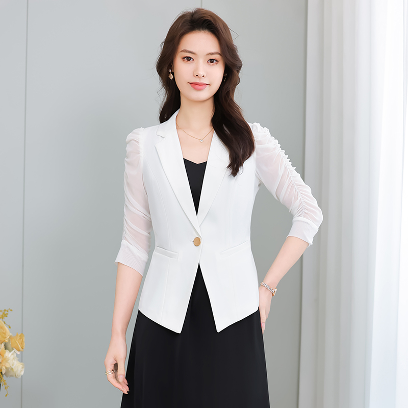 Simple slim business suit black coat for women