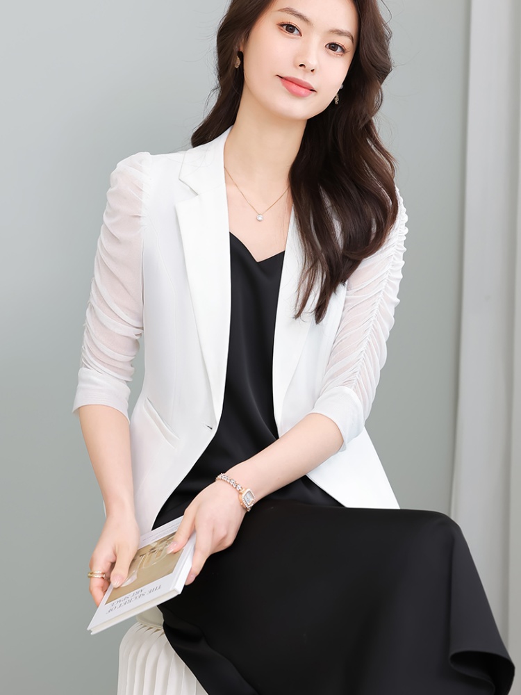 Simple slim business suit black coat for women
