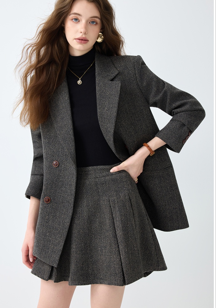 Temperament coat spring skirt a set for women